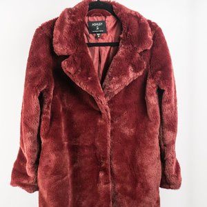 Ashley International Vintage Maroon Faux Fur Coat